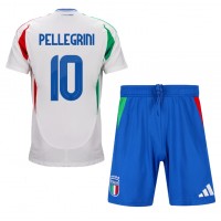 Italien Lorenzo Pellegrini #10 Bortatröja Barn EM 2024 Kortärmad (+ Korta byxor)